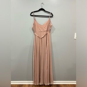 Birdy Grey neutral champagne blush tie up dress size M